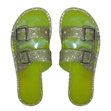 Women Slippers Rhinestone Solid Buckles Sandals
